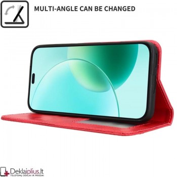 Dirbtinės odos atverčiamas dėklas su skyreliais - raudonas (Huawei Honor 400 Lite) Dirbtinės odos atverčiamas dėklas su skyreliais - raudonas (Huawei Honor 400 Lite)
